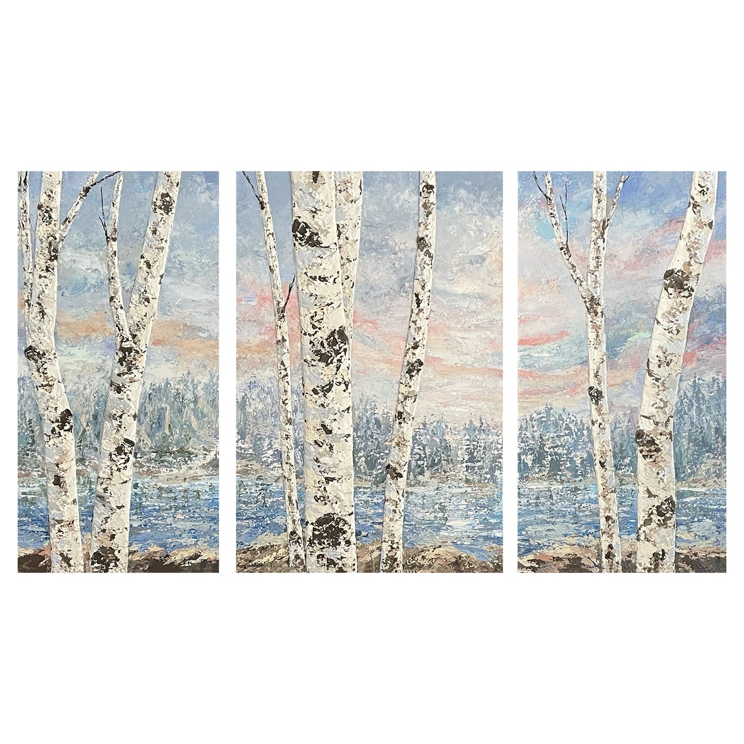 Birch Sunrise Acrylic Painting