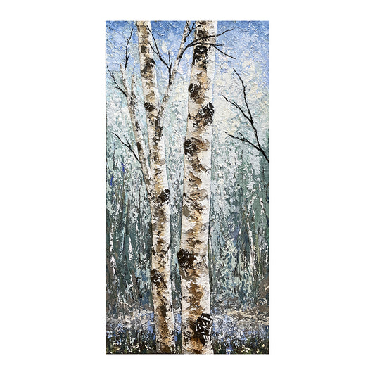 Artistic depiction of birch trees with an abstract background by Gerd Schmidt.