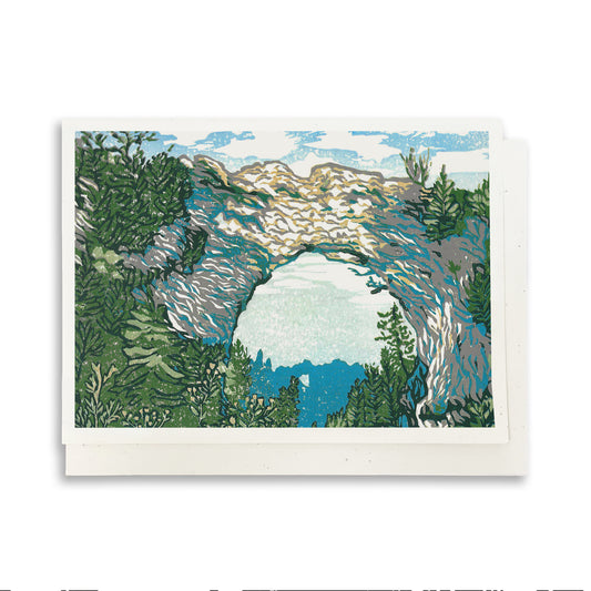 Arch Rock's Shadow Greeting Card by Natalia Wohletz of Peninsula Prints, Mackinac Island.