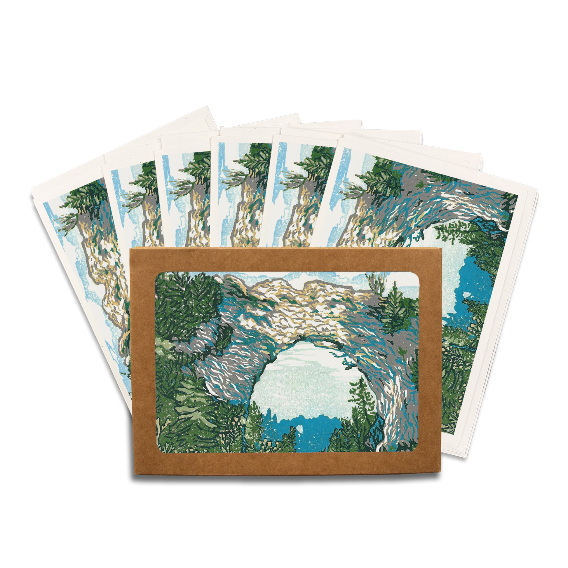 Arch Rock's Shadow Greeting Card set by Natalia Wohletz of Peninsula Prints, Mackinac Island.