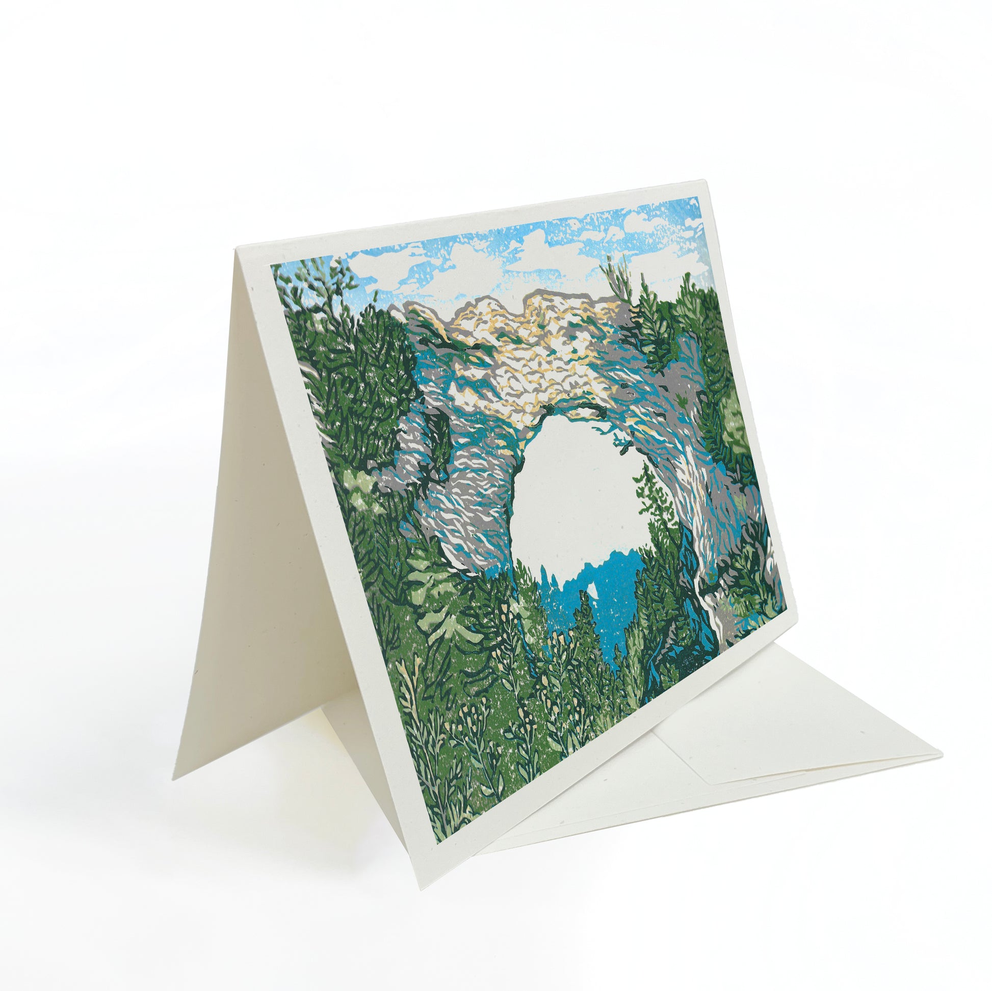 Arch Rock's Shadow Greeting Card by Natalia Wohletz of Peninsula Prints, Mackinac Island.