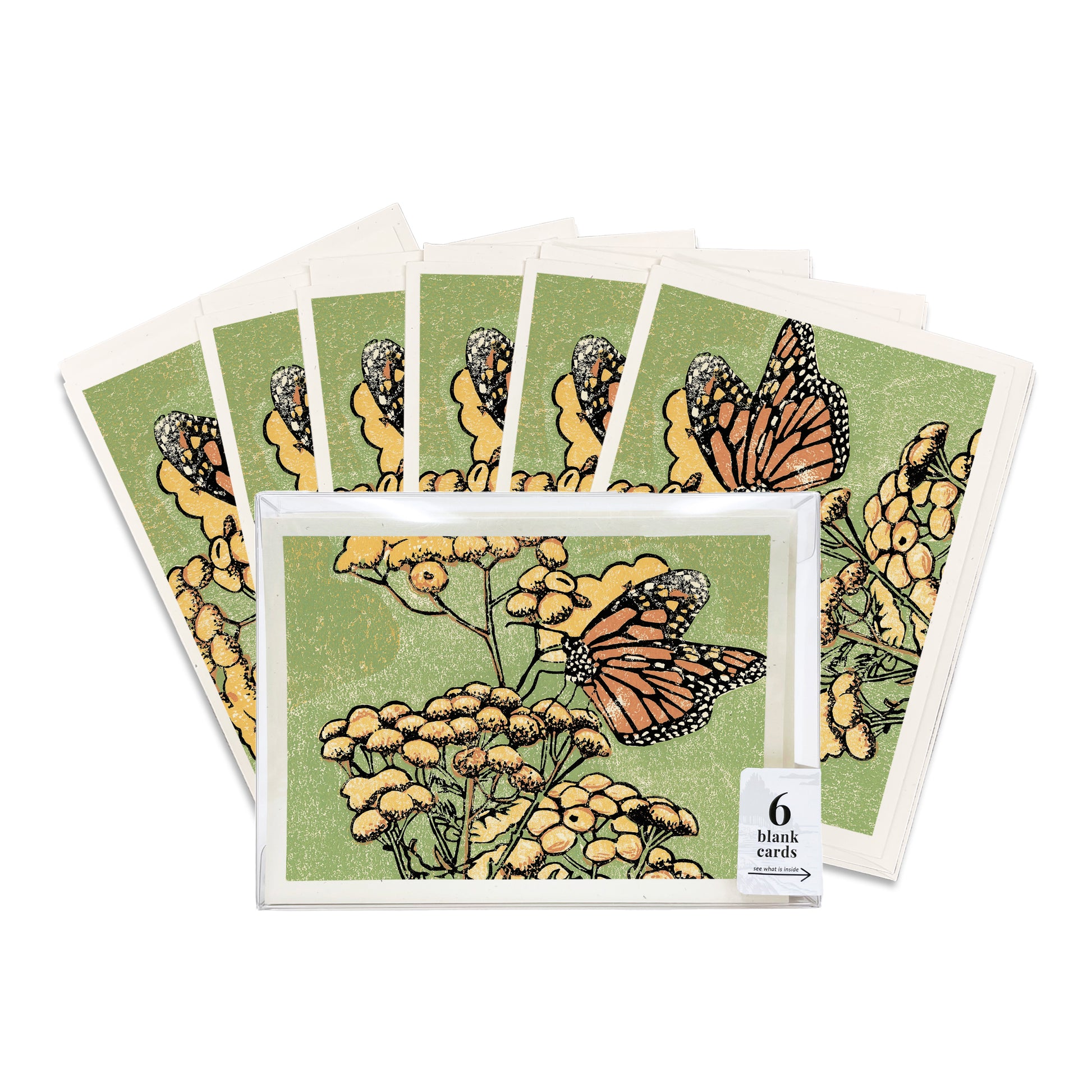 Monarch on Tansy boxed set of six greeting cards by Natalia Wohletz of Peninsula Prints.