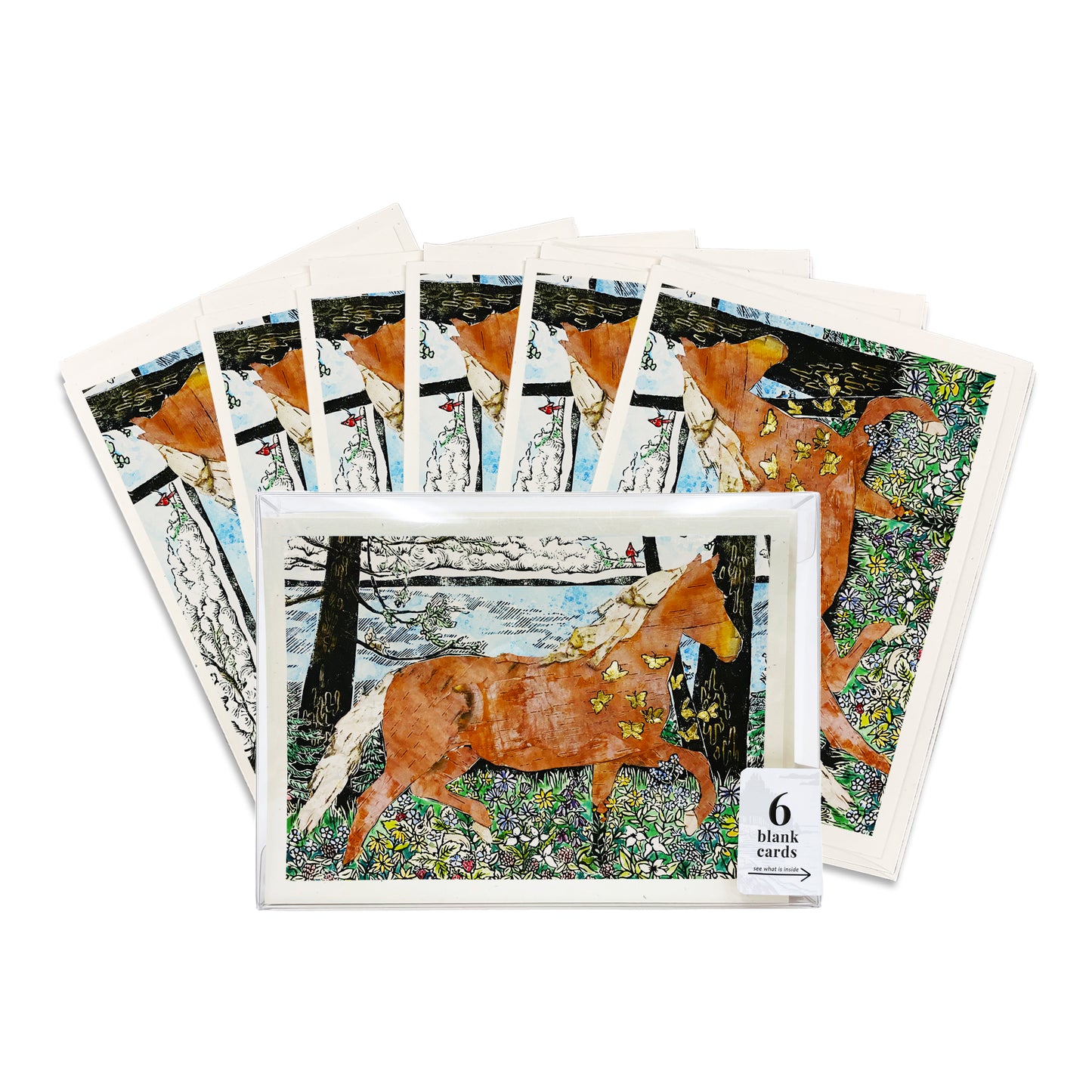 Morning Frolic horse boxed set of six greeting cards by Natalia Wohletz of Peninsula Prints, Mackinac Island and Milford, Michigan.