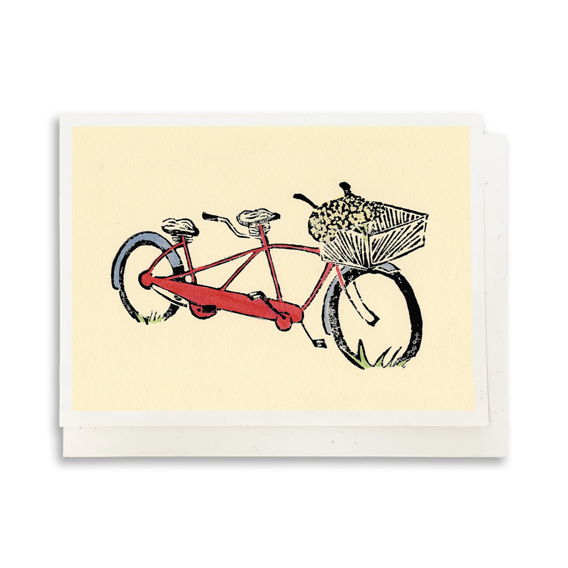 Red Tandem bike greeting card by Natalia Wohletz of Peninsula Prints.