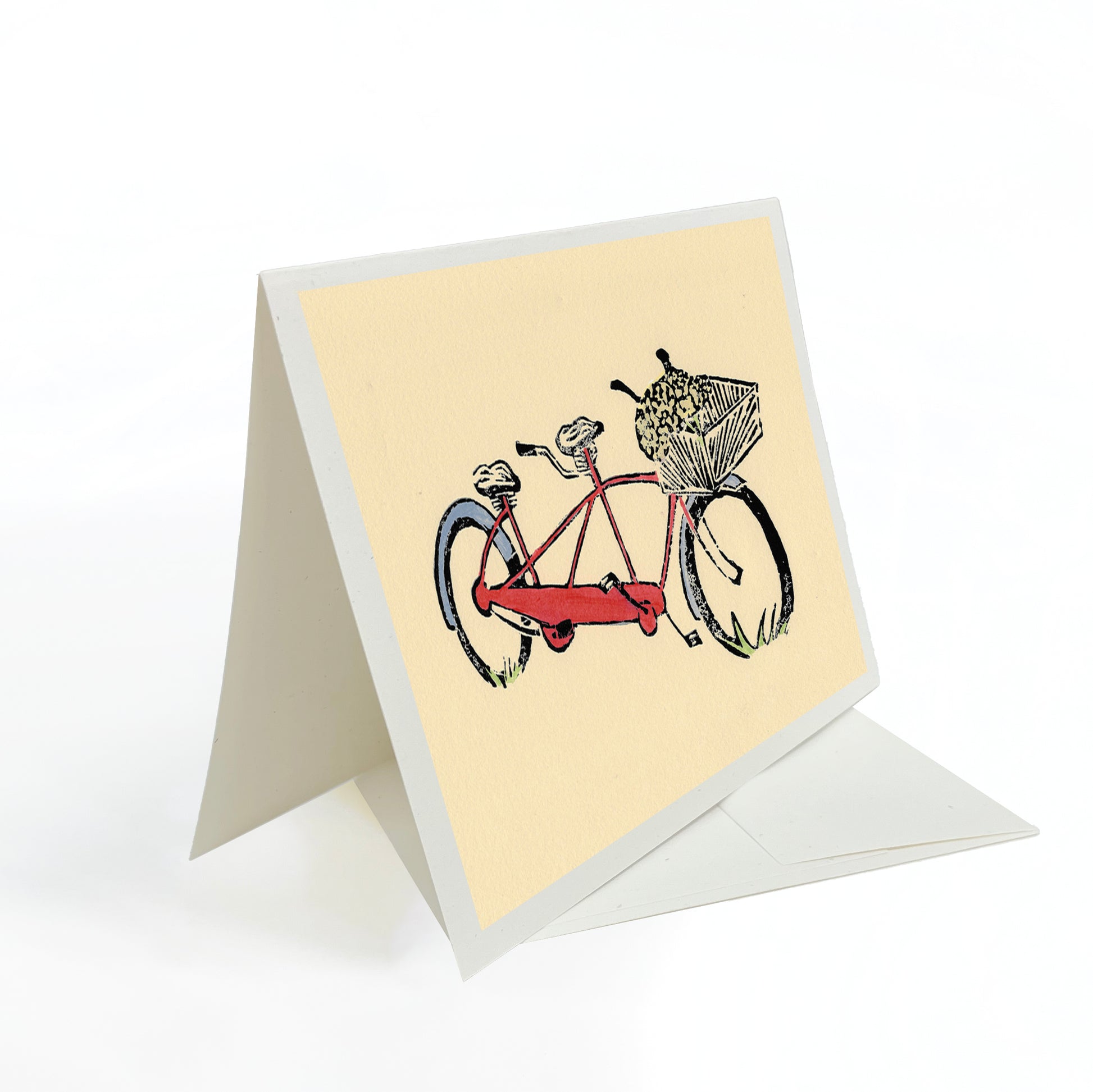 Red Tandem bike greeting card by Natalia Wohletz of Peninsula Prints.