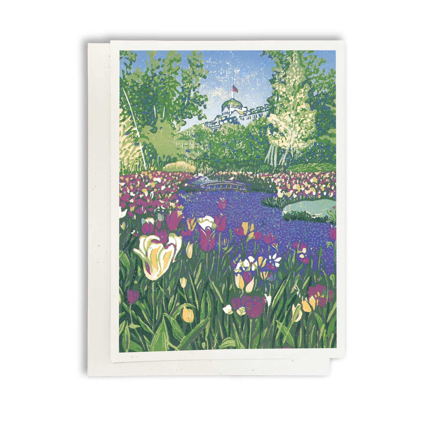 The Secret Garden River Blank Greeting Card by Natalia Wohletz of Peninsula Prints.  A Grand Hotel, Mackinac Island card.