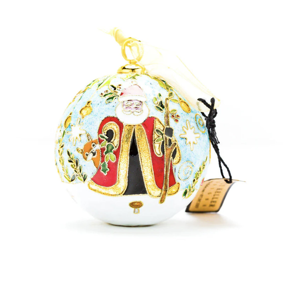 Merry Christmas Nature Santa Cloisonné Ornament