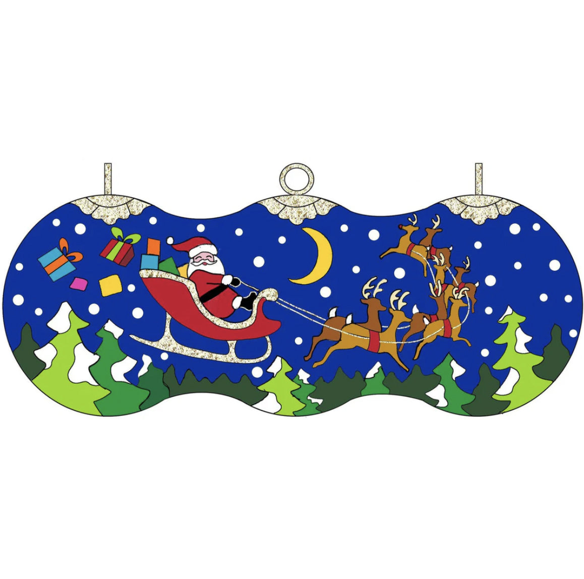 Santa in Sleigh on Christmas Eve Cloisonné Ornament