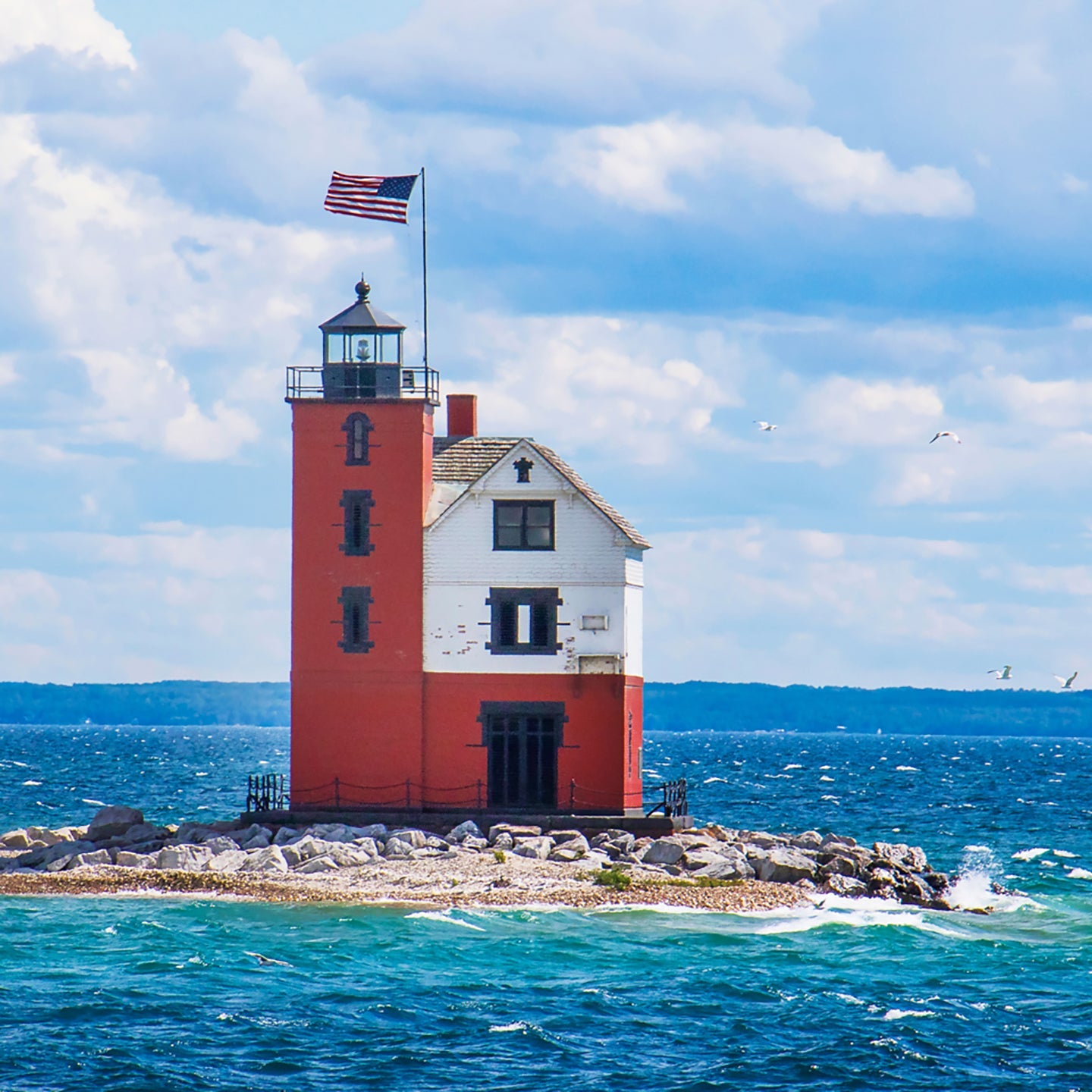 Round Island Lighthouse photograph by Jennifer Wohletz of Mackinac Memories. T