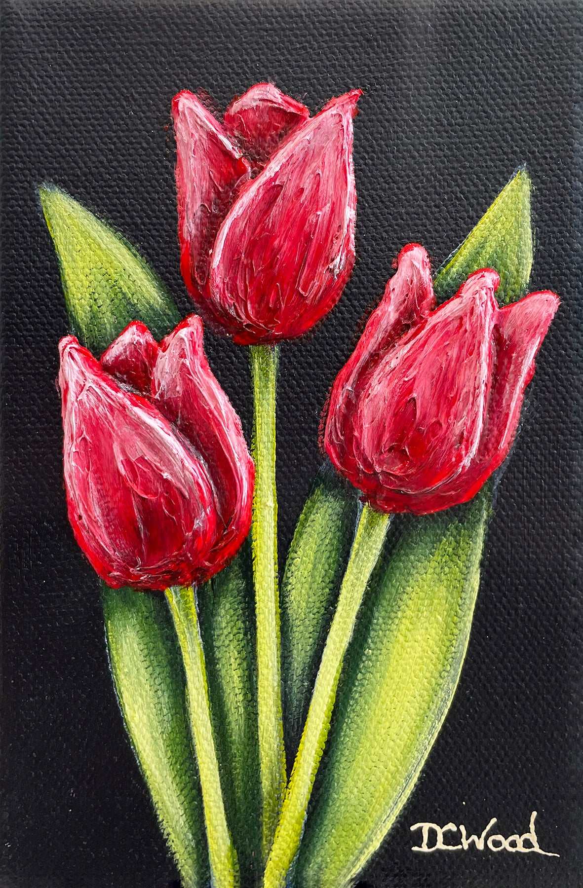 Tulip Baby Blooms - Acrylic painting by Denice Cassidy Wood.