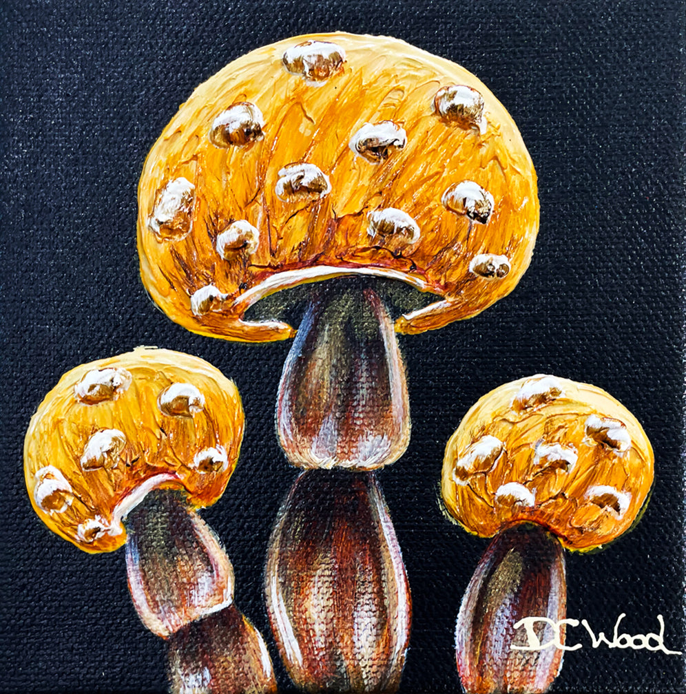 Mushroom series of contemporary floral paintings by Denise Cassidy Wood of Northville, Mich.