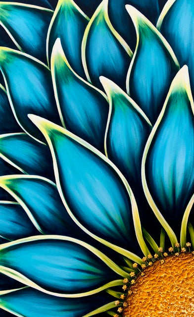 Aqua contemporary floral painting by Denise Cassidy Wood of Northville, Mich.