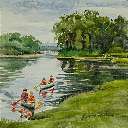 Padding on the Huron – watercolor