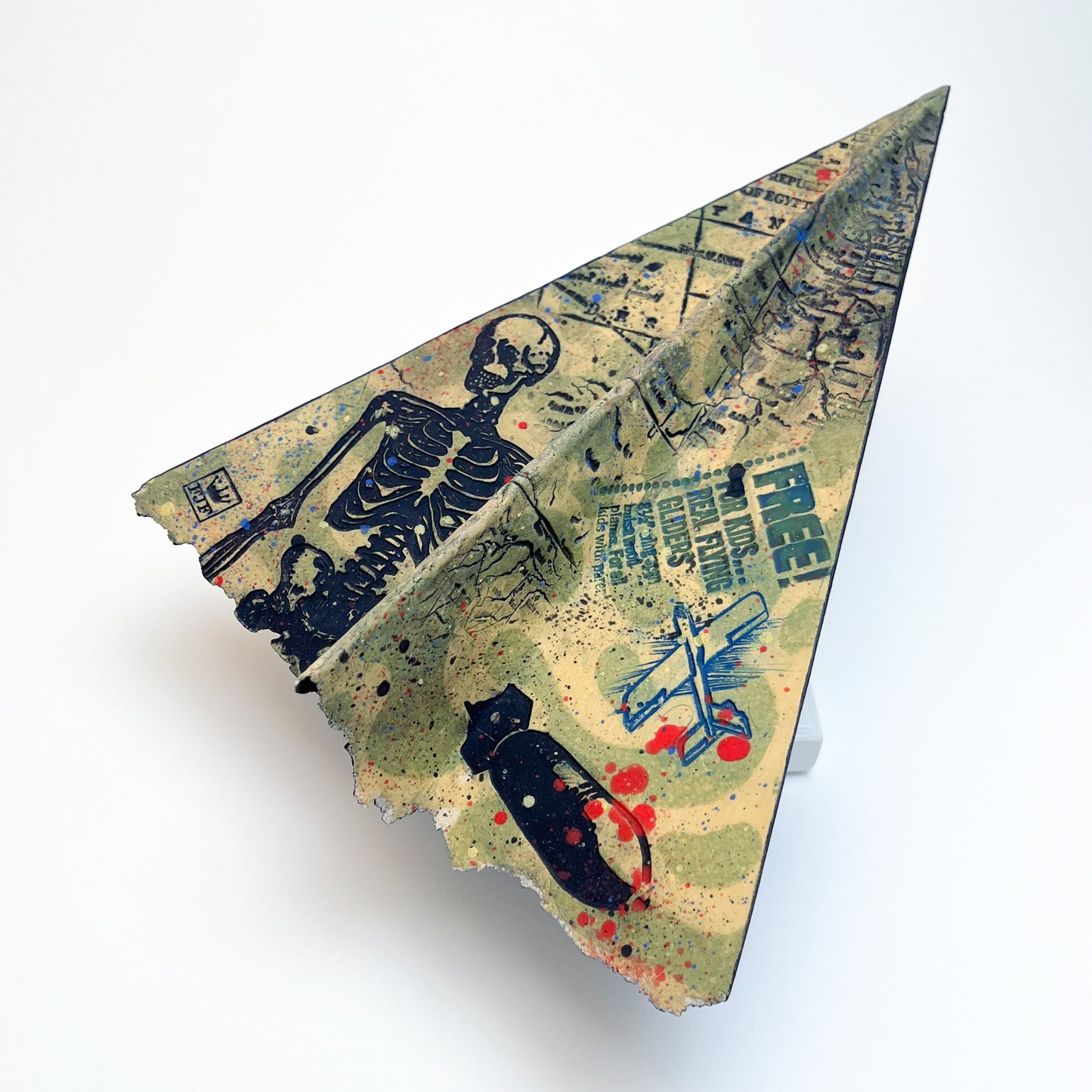 Clay "Paper" Airplane titled Free Glider – Sculpture by Frank James Fisher.