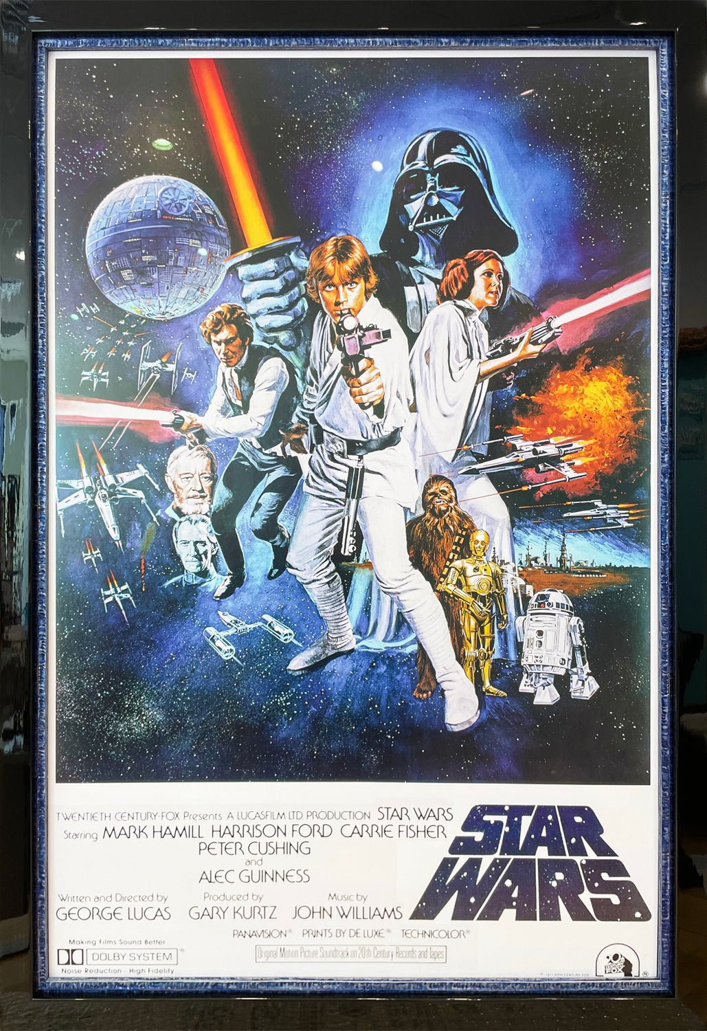 Framed movie poster from Star Wars Episode IV: A New Hope.