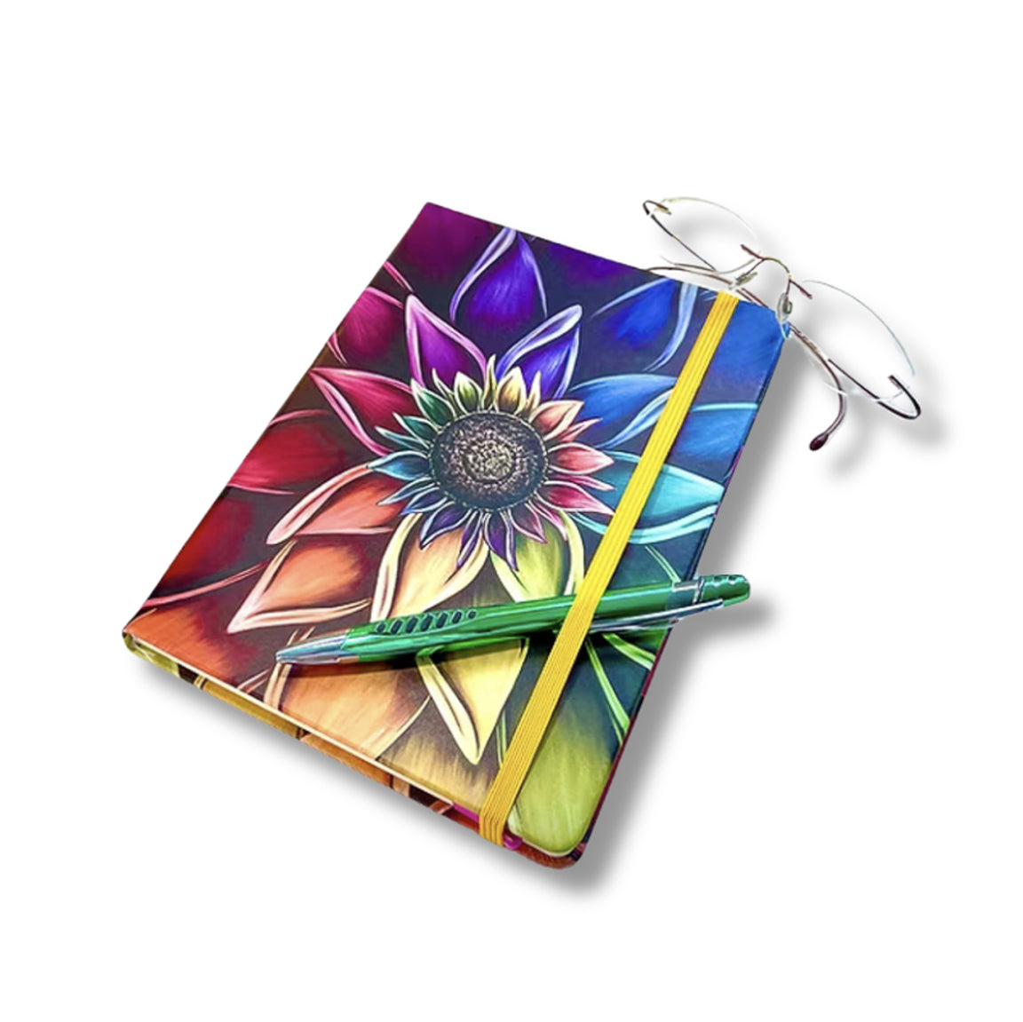 Journal featuring a rainbow floral pattern by Denise Cassidy.