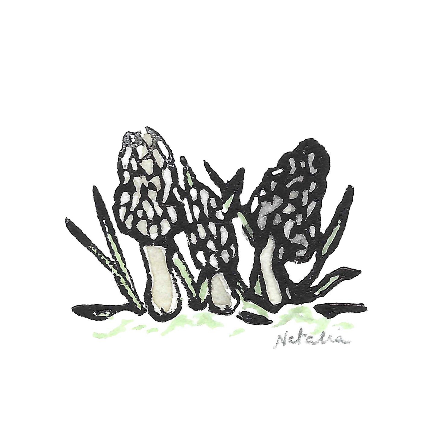 Mini Morels Original Block Print