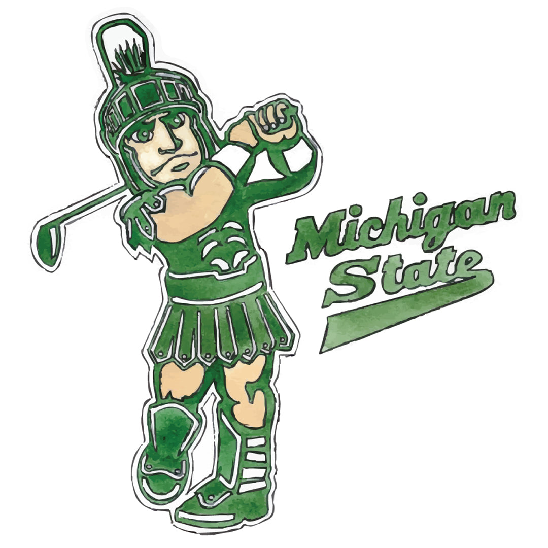 MSU Sparty Golfing Vinyl Sticker