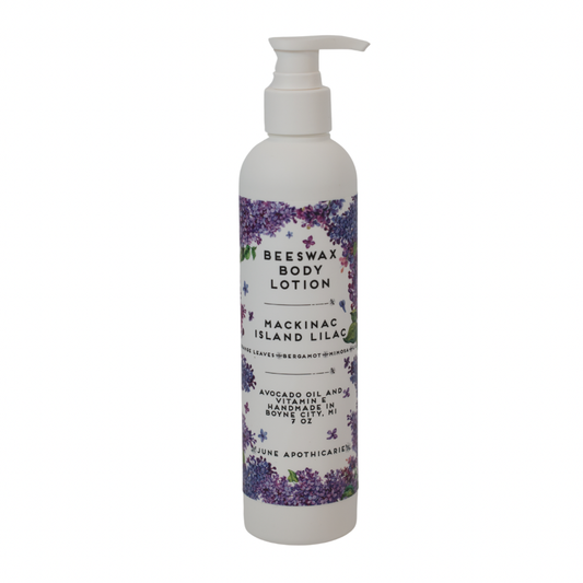 Mackinac Island Lilac Beeswax Body Lotion by June Apothicarie.