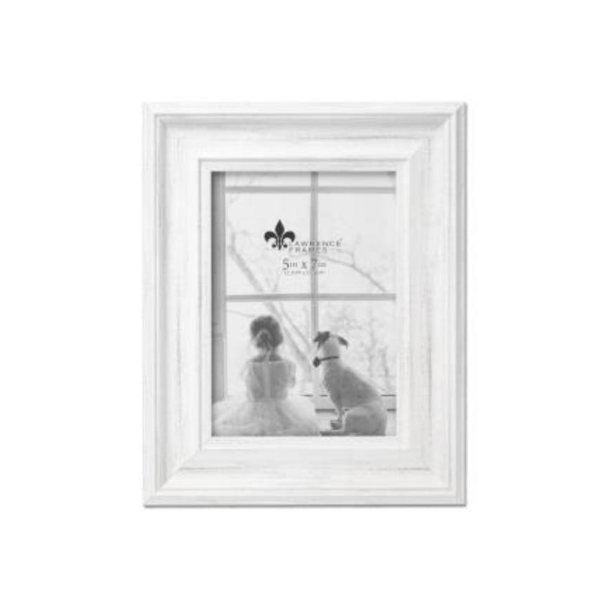 Antique White Wood (5 x 7 in.) Picture Frame by Lawrence Frames