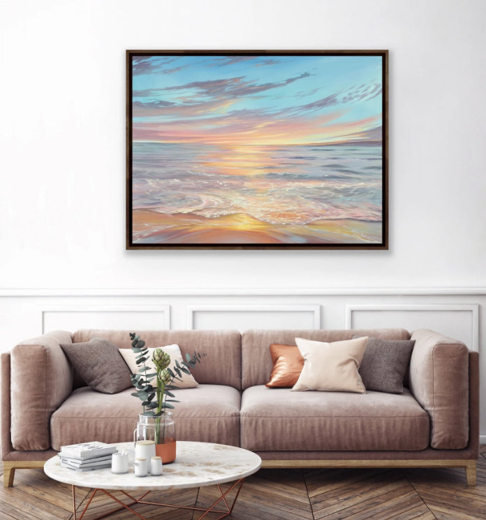 Light Sunlight by Mary Bea McWatters, a calming original piece celebrating the magic of west Michigan’s shoreline at sunset. 