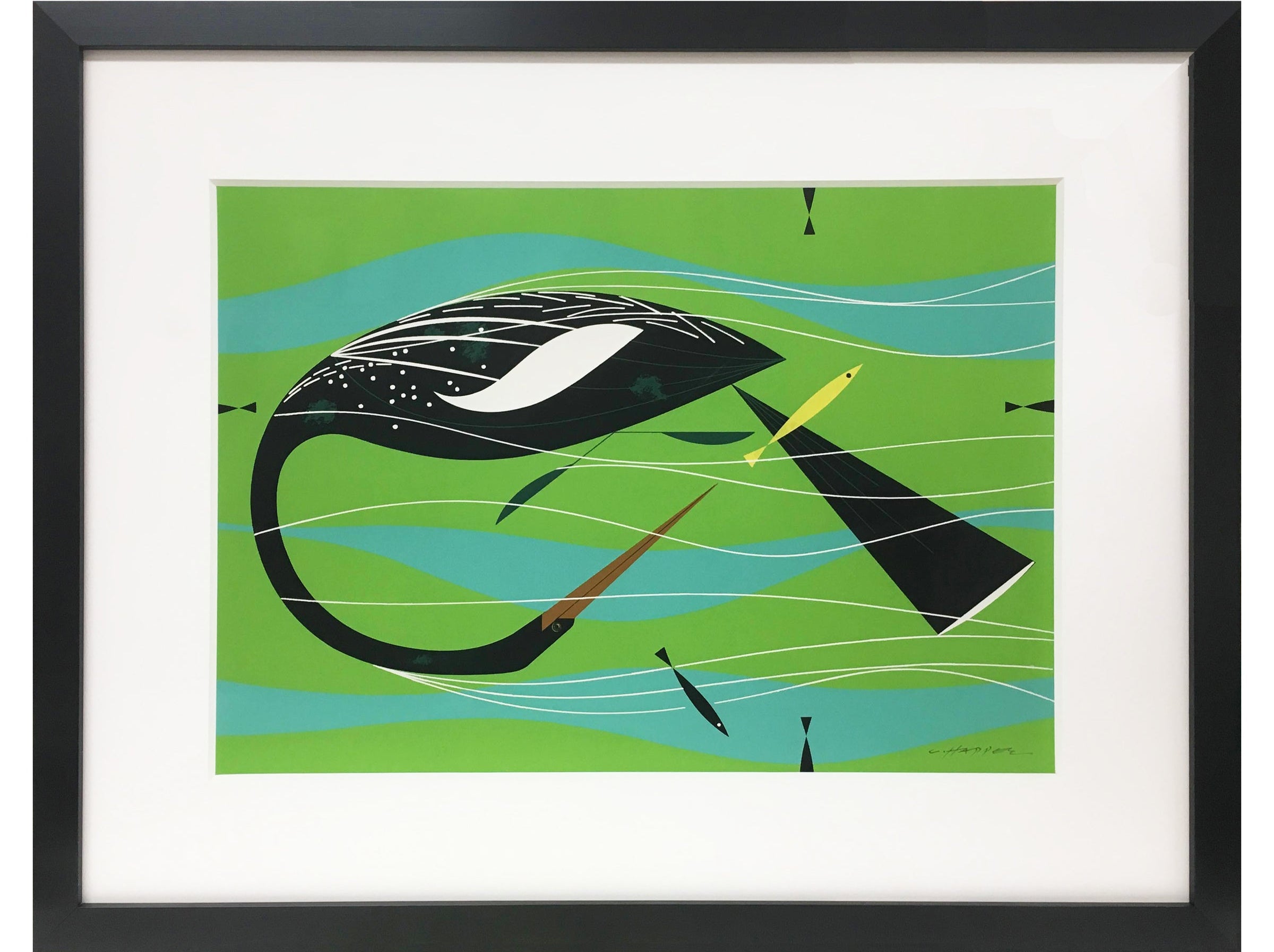 Original Charley Harper screenprint, matted and framed.