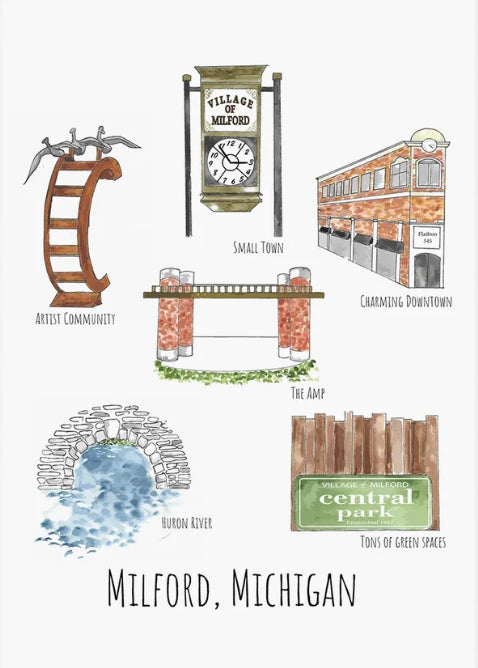 Meet Me in Milford&nbsp;by Abigail Powers, 8” x 10” in.&nbsp;Art Print.&nbsp;