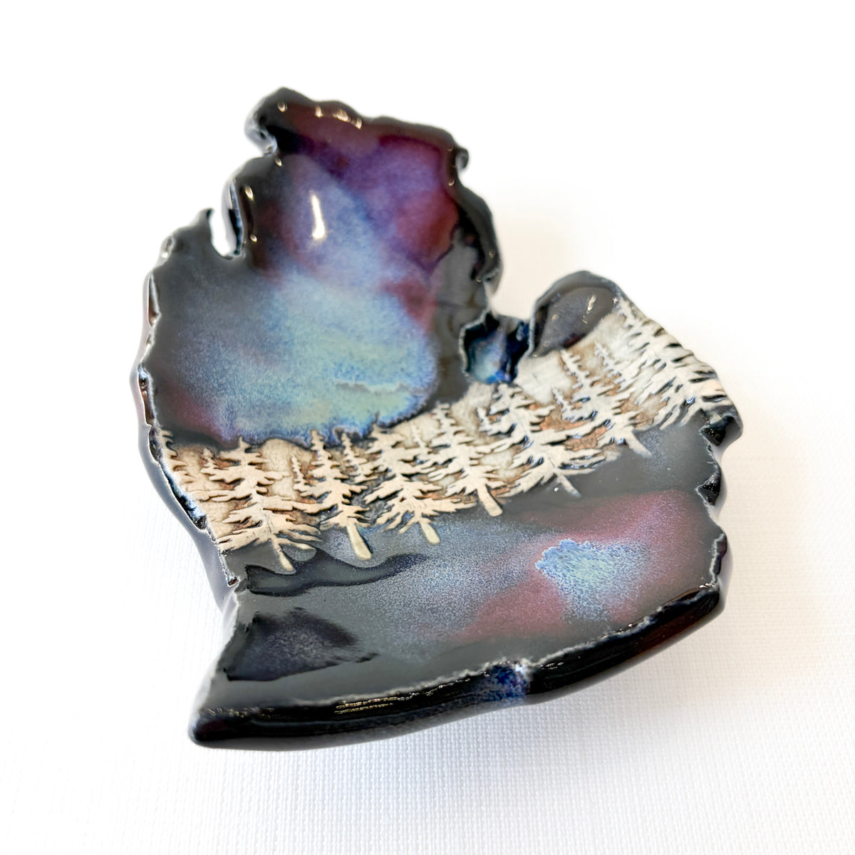Michigan Mitten Dish - Northern Lights Glaze