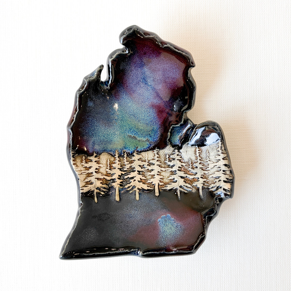 Michigan Mitten Dish - Northern Lights Glaze