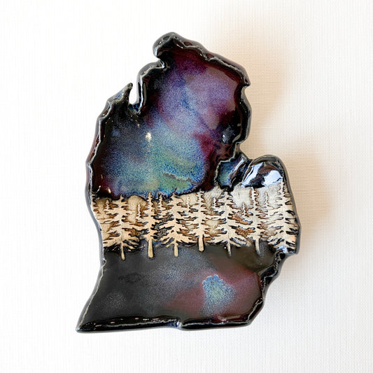 Michigan Mitten Dish - Northern Lights Glaze