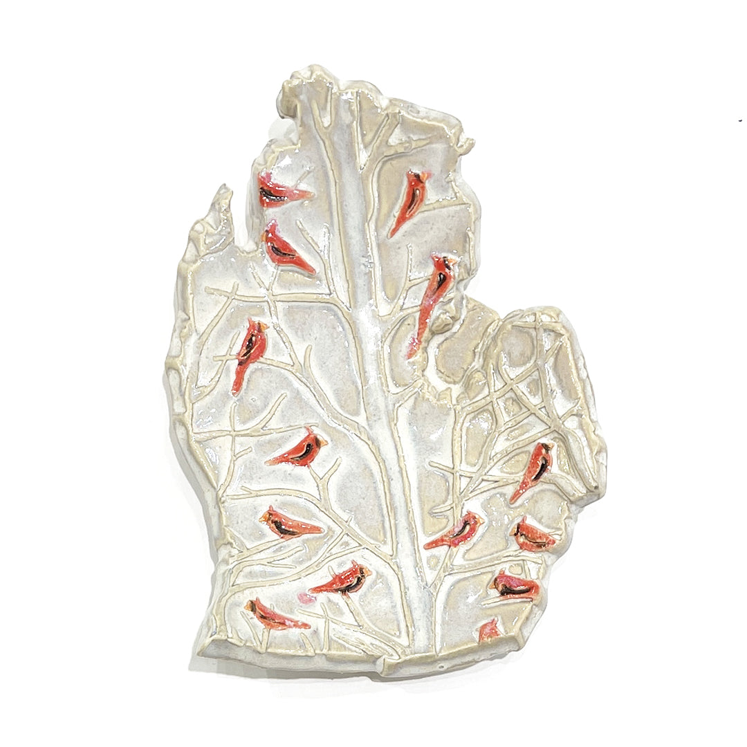 Michigan Mitten Cardinal Spoon Rest/Soap Dish by Jeanne DeHaan.