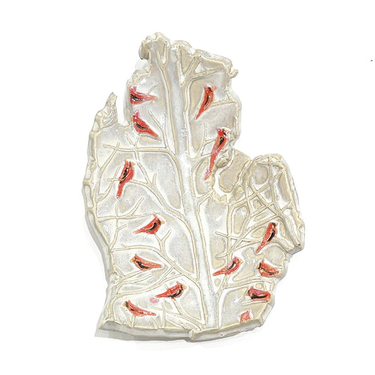 Michigan Mitten Cardinal Spoon Rest/Soap Dish by Jeanne DeHaan.