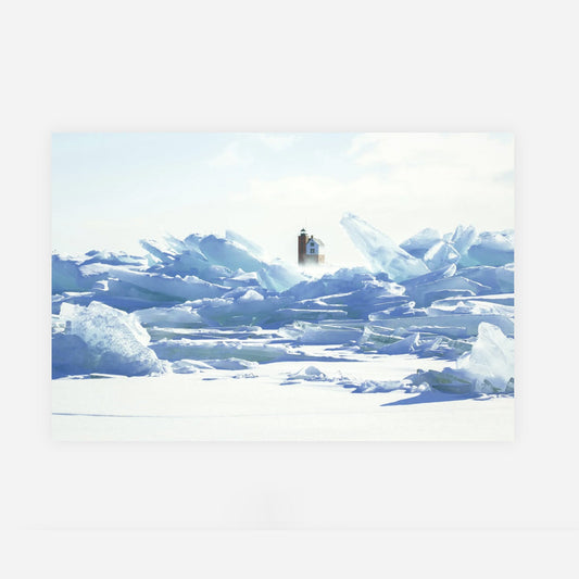 Mist Over Blue Ice, Round Island Lighthouse Postcard