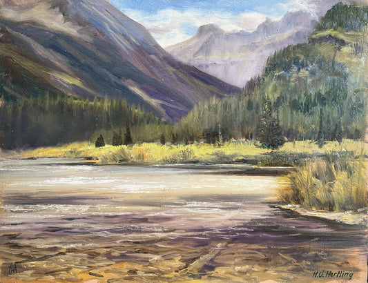 Mountain Valley River - plein air oil painting by Michigan Artist Heiner Hertling.