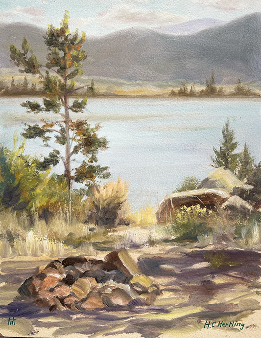 Mountain View Camp, a plein air oil painting by Michigan artist Heiner Hertling.