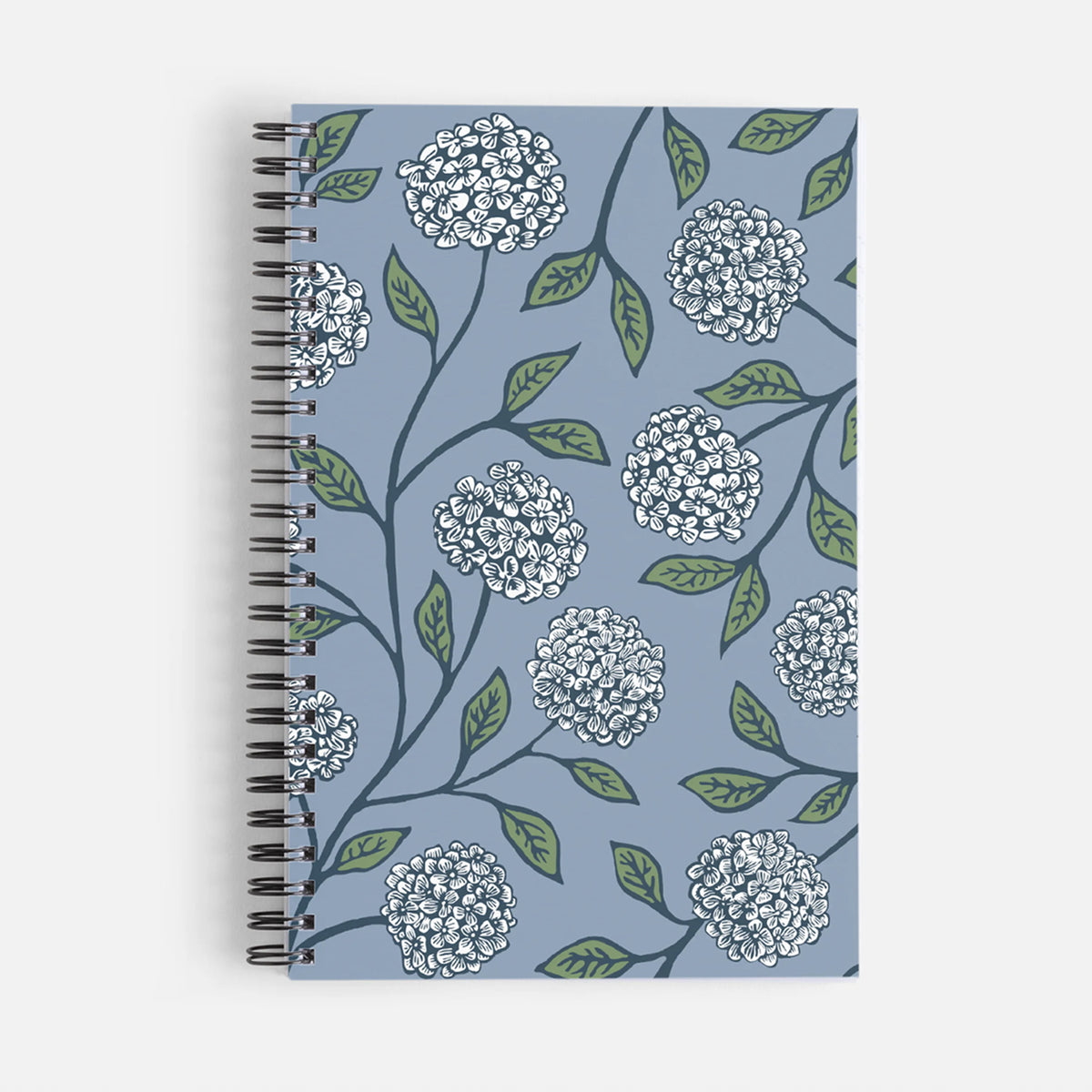 Journal/Notebook - Hydrangea block print design by Natalia Wohletz of Peninsula Prints on the front cover.