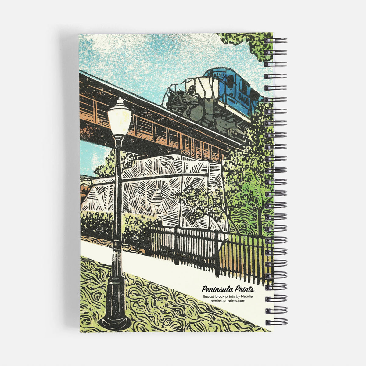 Journal/Notebook - Milford Train Bridge design on the back cover by Natalia Wohletz of Peninsula Prints.