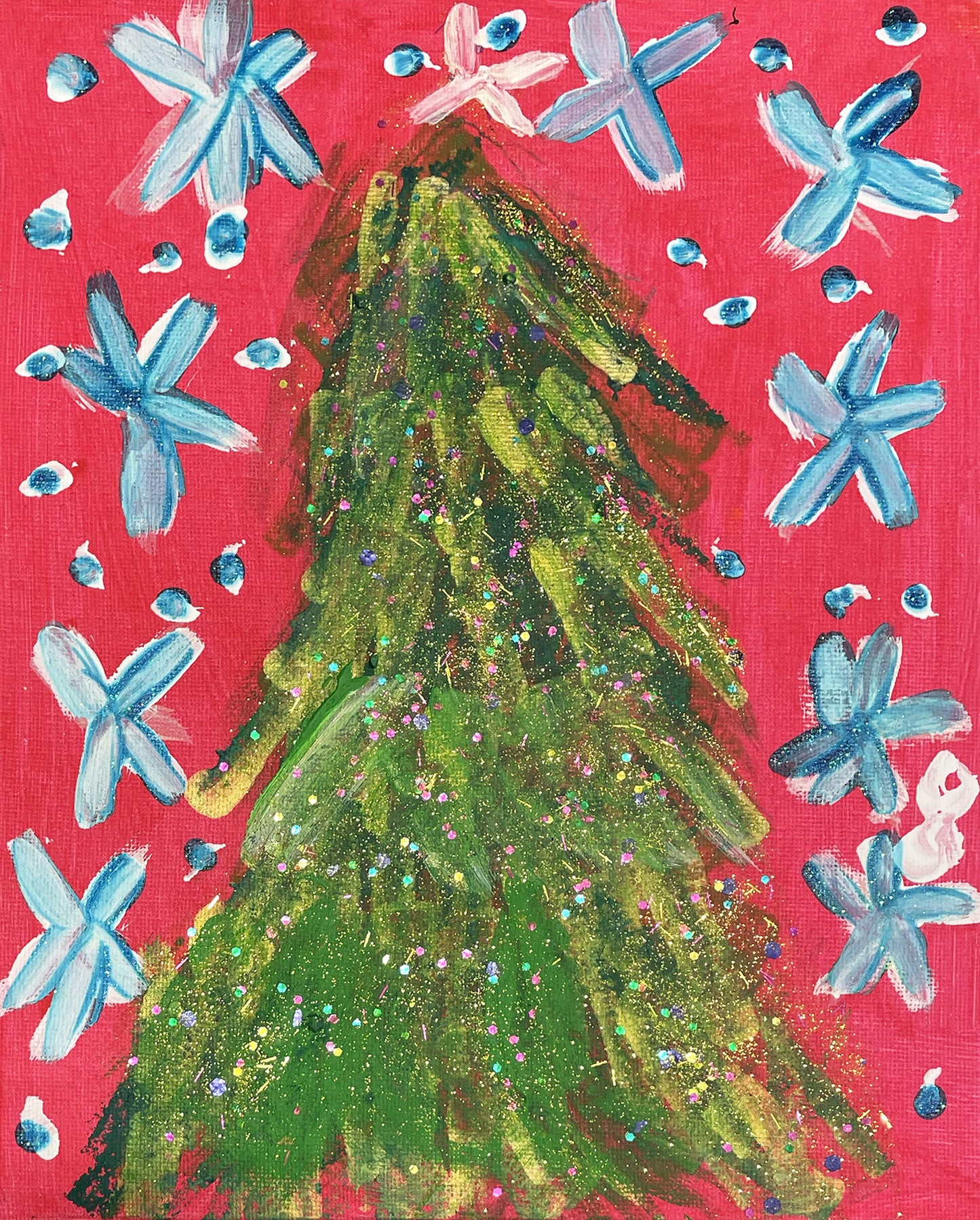 Unique Christmas tree artwork created by talented artists with special needs.  The artists are members of the Peacock Art Club at the Village Fine Art Association's Suzanne Haskew Art Center (SHAC) in Milford, Michigan. 