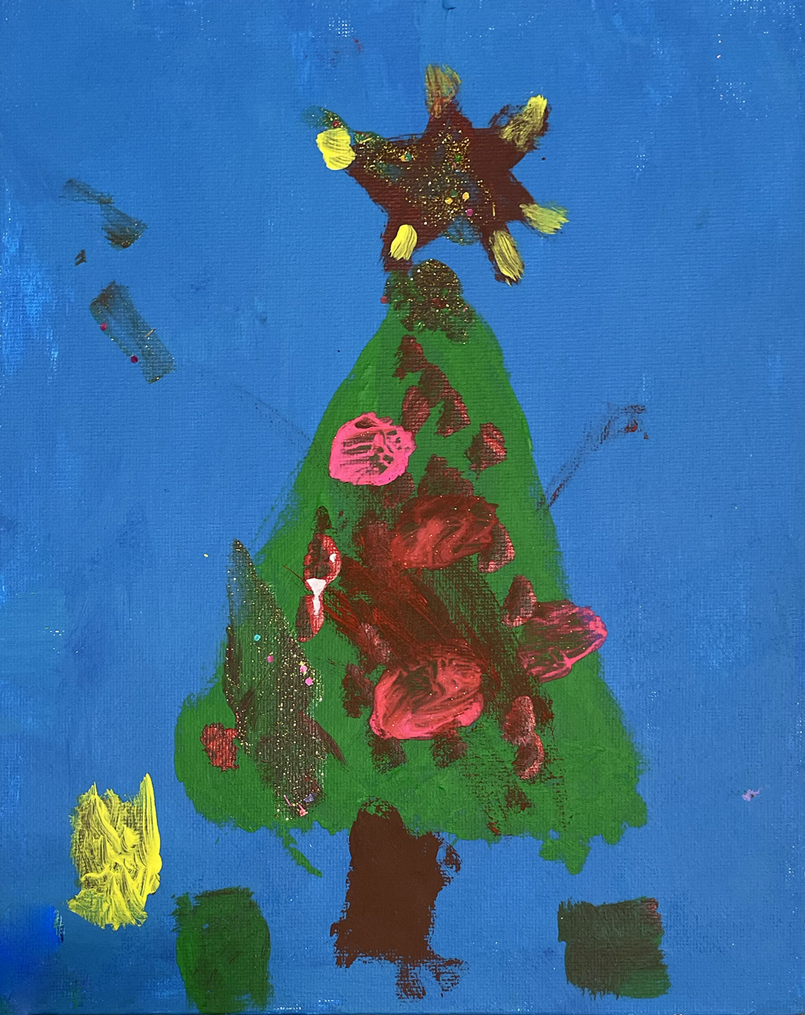 Unique Christmas tree artwork created by talented artists with special needs.  The artists are members of the Peacock Art Club at the Village Fine Art Association's Suzanne Haskew Art Center (SHAC) in Milford, Michigan. 