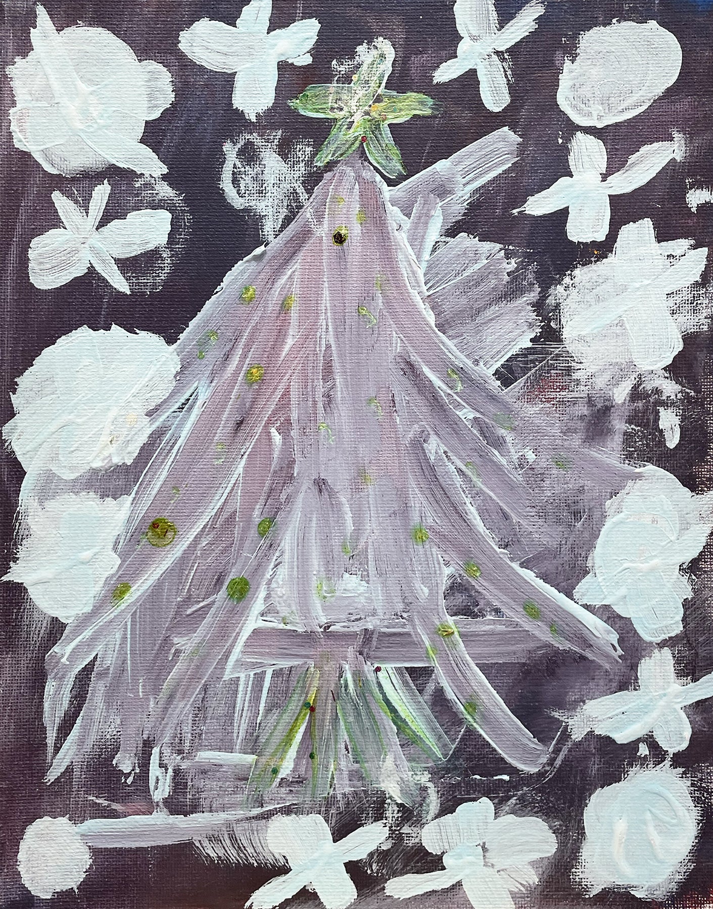 Unique Christmas tree artwork created by talented artists with special needs.  The artists are members of the Peacock Art Club at the Village Fine Art Association's Suzanne Haskew Art Center (SHAC) in Milford, Michigan. 