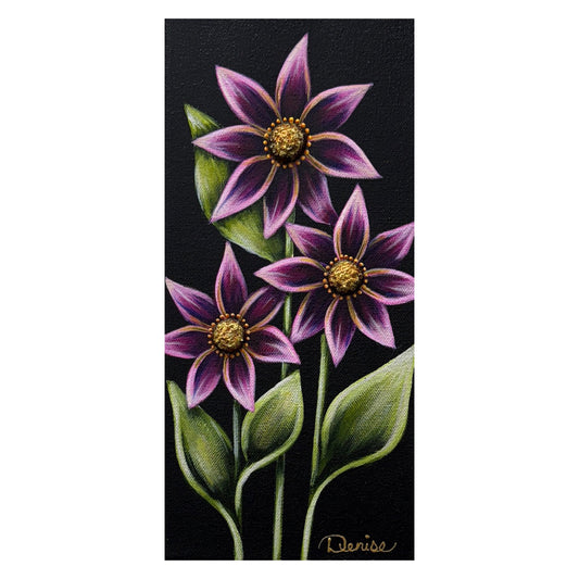 "Petite Blooms" contemporary floral original paintings by Michigan artist Denise Cassidy. 