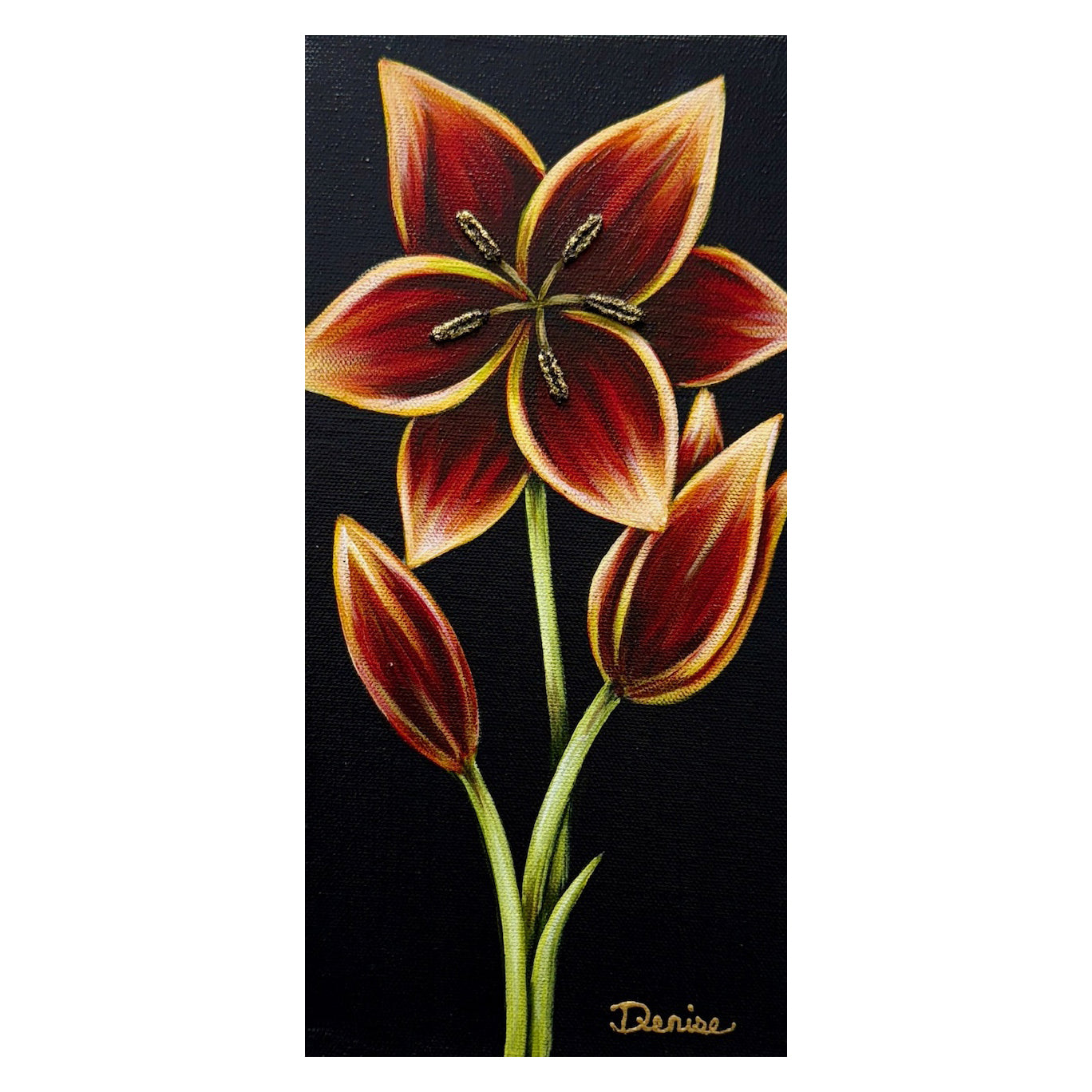 Yellow & Orange "Petite Blooms" contemporary floral original paintings by Michigan artist Denise Cassidy.