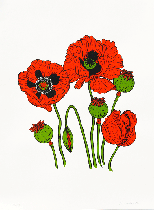 Poppies Screen Print by Stacy Malaskey