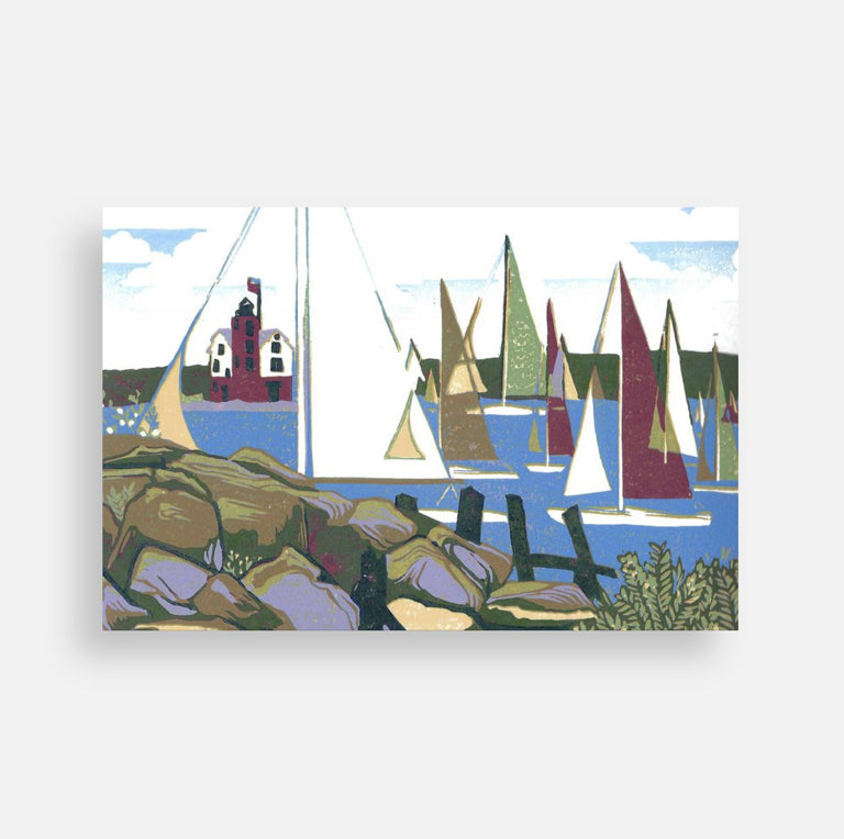 Yacht Race, a Mackinac Island Postcard by Natalia Wohletz of Peninsula Prints.