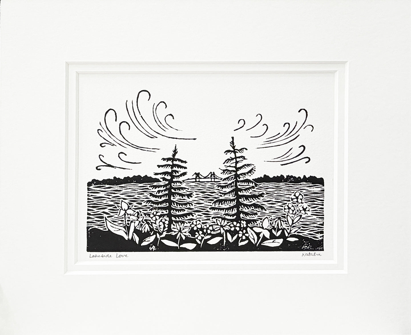 Lakeside Love Original Block Print