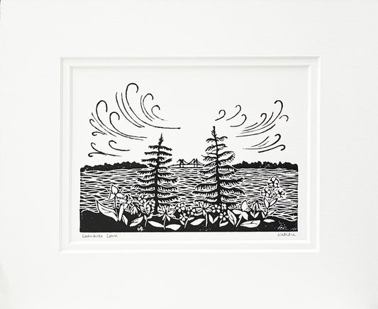 Lakeside Love Original Block Print