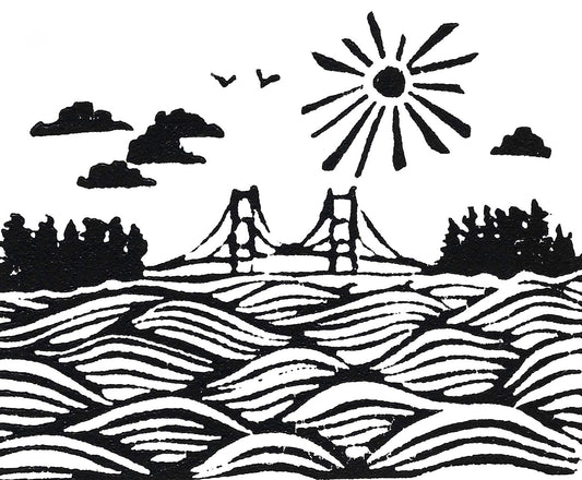 Mackinac Waves Original Block Print