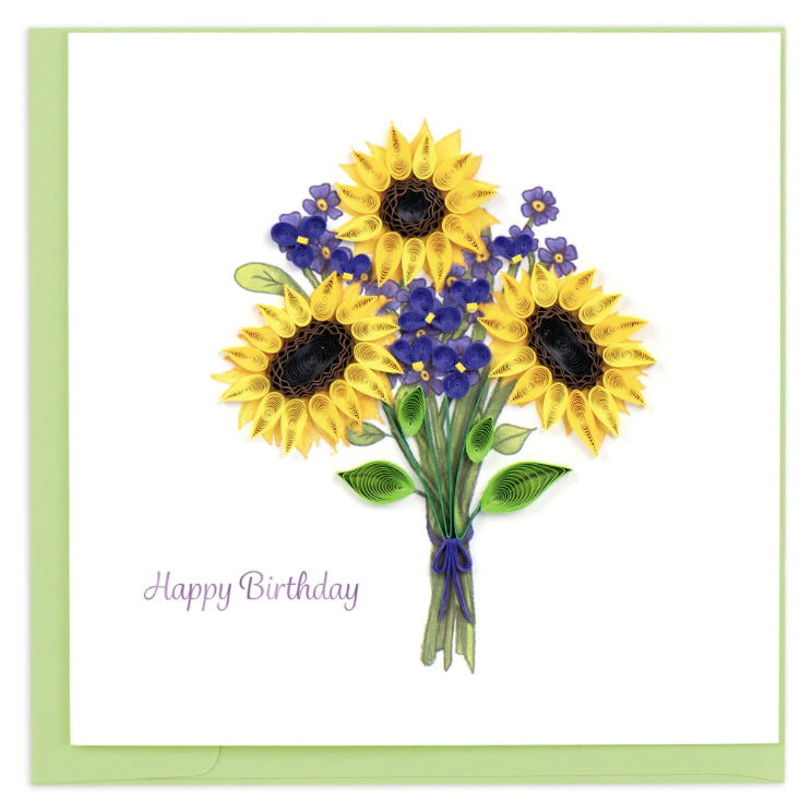 Quilled Birthday Sunflower Bouquet Greeting Card