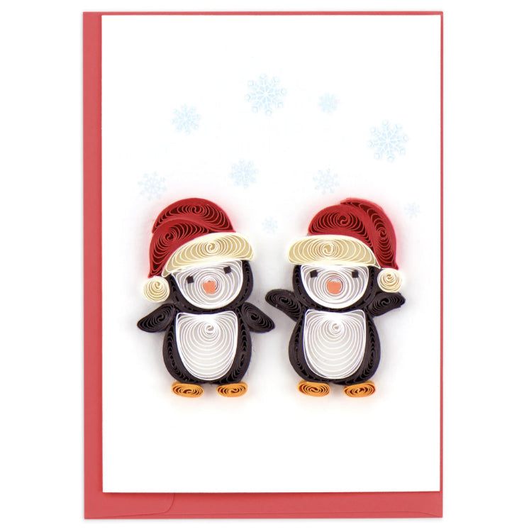 Quilled Christmas Penguins Gift Enclosure Mini Card