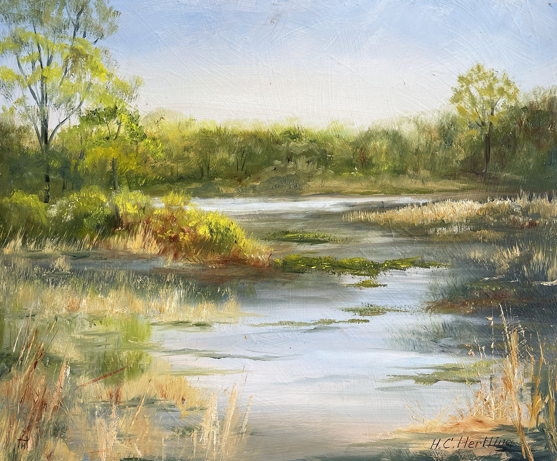 River Bend. This original artwork is part of Heiner Hertling's Huron River plein air oil painting series.